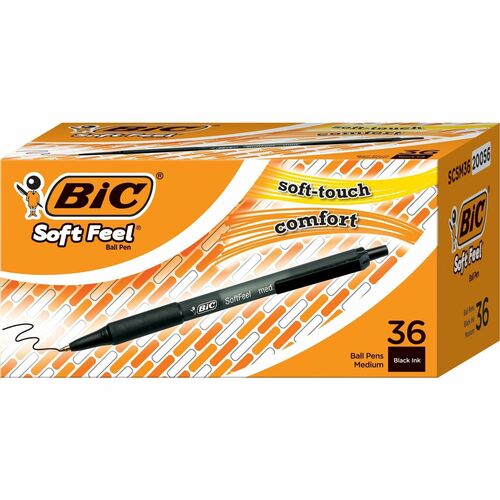 Bic  Retractable Ballpoint Pen, Med Pt, 36/BX, Black Barrel/Ink