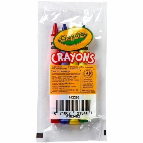 Crayola  Crayon Sets, 4/PK, AP Nontoxic, 360PK/CT, RD/YW/GN/BE