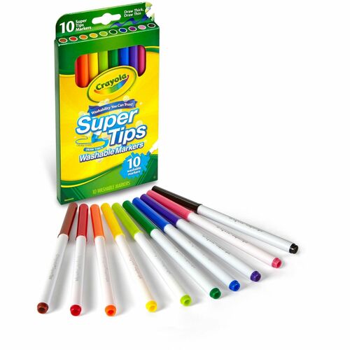 Crayola  Markers, Super Tips, Washable, 10/ST, AST