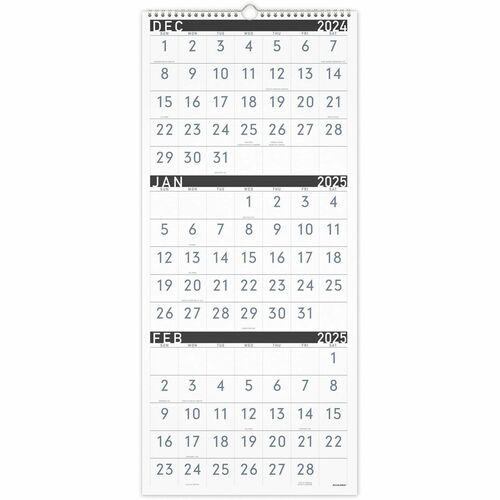 AT-A-GLANCE  Mthly Wall Calendar, 14Mths Dec-Feb, 12"x27-1/8", Black