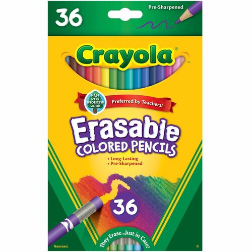 Crayola  Color Pencils, Erasable, 3.3mm Lead, 36/PK, Assorted