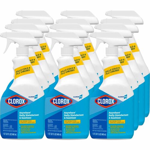 Clorox Company  Sanitizing/Cleaner Spray, f/Hard Surfaces, 32oz, 12/CT