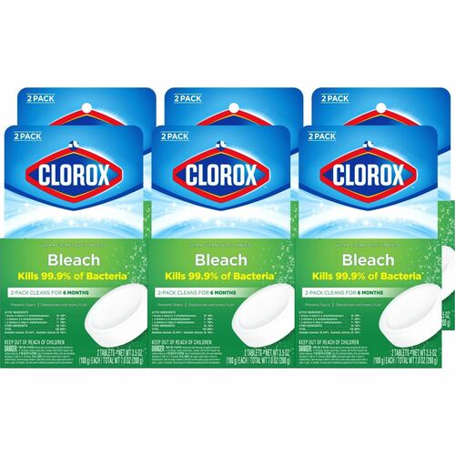 Clorox Company  Cleaner Tablets,f/Toilet Bowl,Bleach,3.5oz,2/PK,6PK/CT,WE