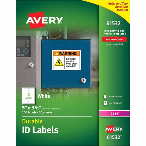 Avery  Durable ID Labels, 200/BX, White
