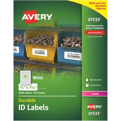 Avery  Durable ID Labels, 3000/BX, White