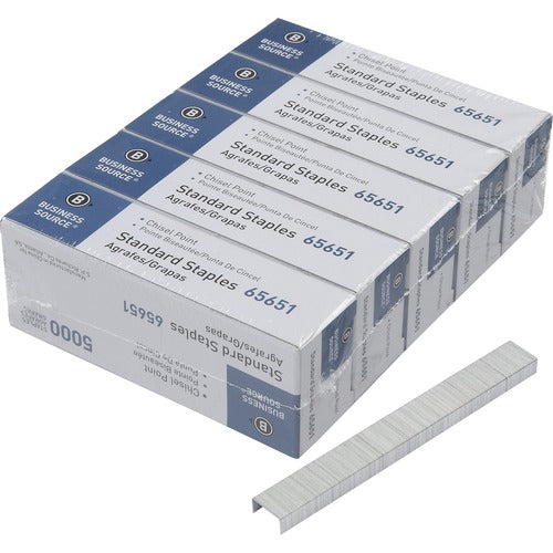 Business Source  Standard Staples,Chisel Point,210 Strip,5000/BX,5BX/PK,SR