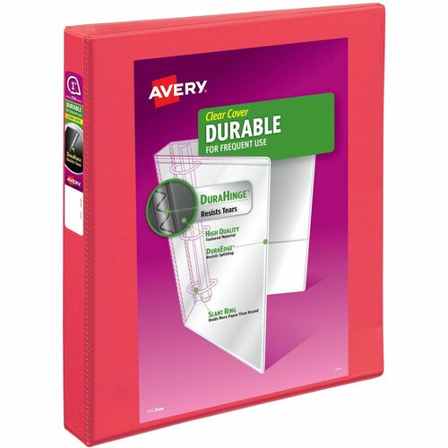 Avery  View Binder, Slant Rings, 1", 220 Page Cap, Coral