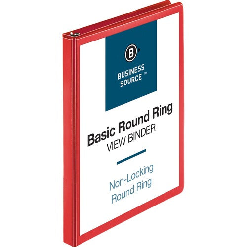 Business Source  View Binder, Round Ring, .5", Red
