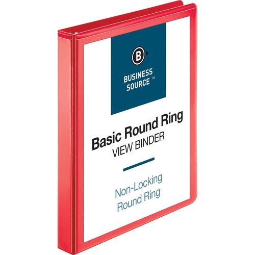 Business Source  View Binder, Round Ring, 1", Red