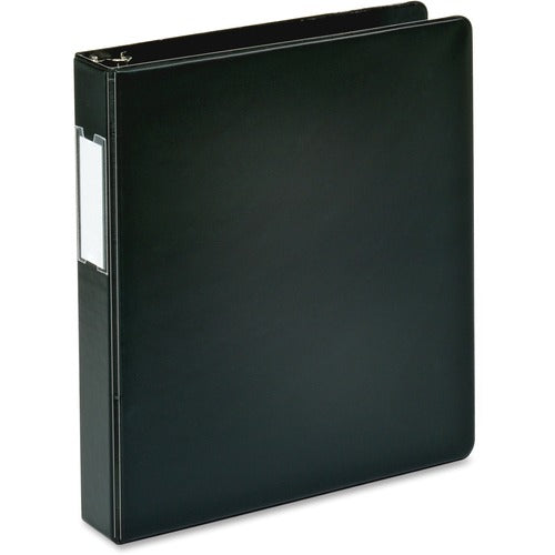 Business Source  Binder w/Label Holder, Slanted D-Ring, 1-1/2" Cap, Black