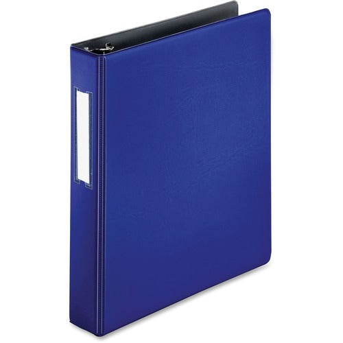Business Source  Binder w/Label Holder, Slanted D-Ring, 1-1/2" Cap, Blue