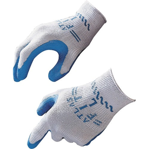 Best Manufacturing Company  Safety Gloves, Natural Rubber, Medium, 12PR/BX, Blue/Gray