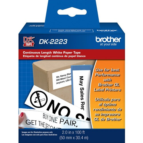 Brother  Continuous-Length Paper Labels, 2"x100', 1/RL, BKWE