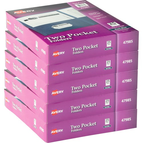 Avery  2-Pocket Folder, Letter-size, 20Sh/Pocket, 125/CT, Dark Blue
