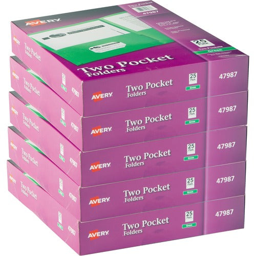 Avery  2-Pocket Folder, Letter-size, 20Sh/Pocket, 125/CT, Green