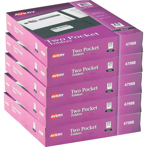Avery  2-Pocket Folder, Letter-size, 20Sh/Pocket, 125/CT, Black