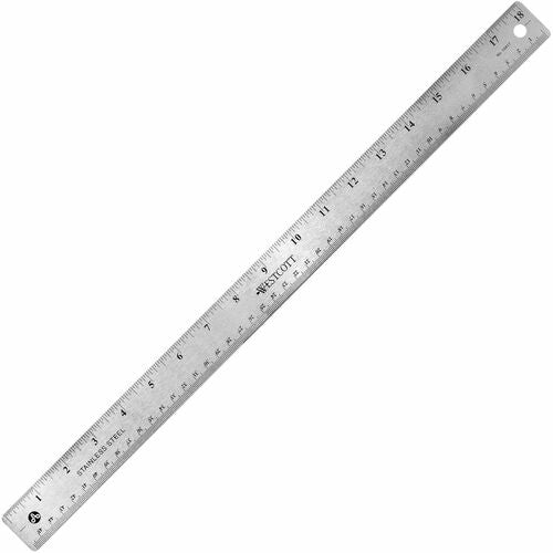 Acme United Corporation  Rulers, 18"L, Stainless Steel, Nonslip Cork Back, 12/BX, SR