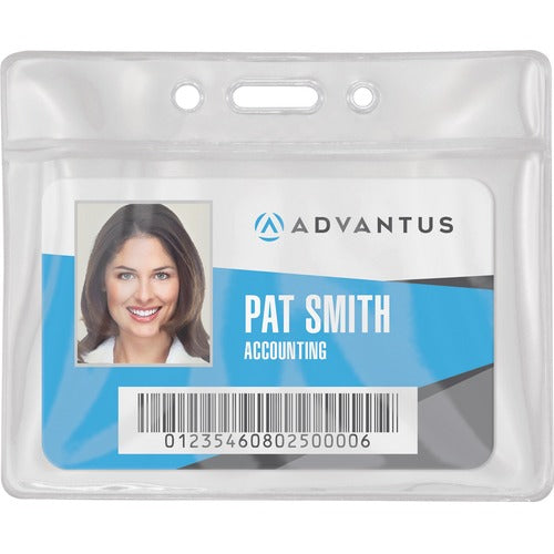 Advantus Corp.  Badge Holders, Vinyl, Horiz, 3-1/2"x2-1/2"Insert, 50/PK, CL