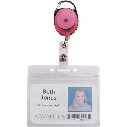 Advantus Corp.  ID Reels, w/Carabiner, 30" Cord Extension, 20/PK, Neon AST