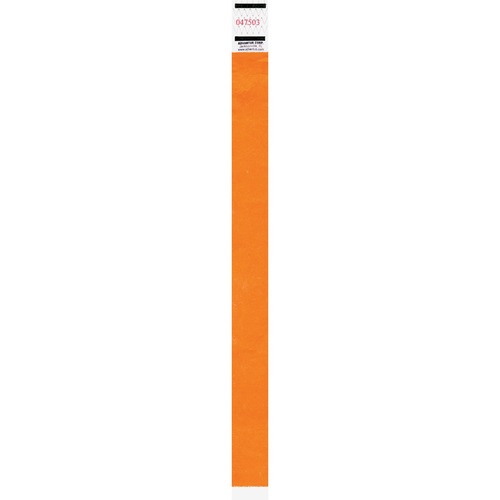 Advantus Corp.  Wristbands, Tyvek, Seq Numbered, 500/PK, Neon Orange