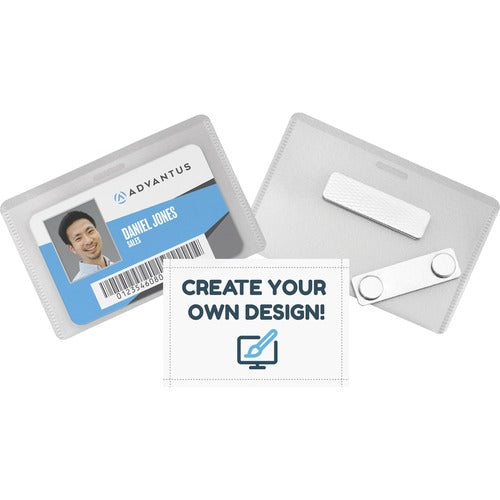 Advantus Corp.  Badge Kit, Magnetic, 3-3/4"x2-1/2"Badges, 20/PK, WE/CL