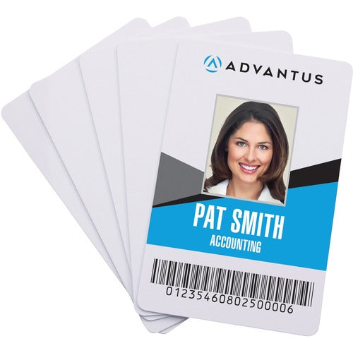 Advantus Corp.  ID Cards, Laminated PVC, 2-/18"x3-3/8", 100/PK, White
