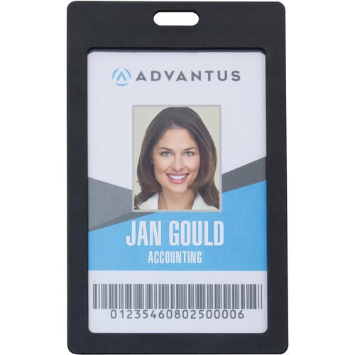 Advantus Corp.  Badge Holders, Rigid, Vert, 2"x3-1/4"insert, 6/PK, Black