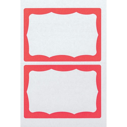 Advantus Corp.  Badge Stickers,Self-adhesive,3-3/4"x2-5/8",100/Box,White/Red