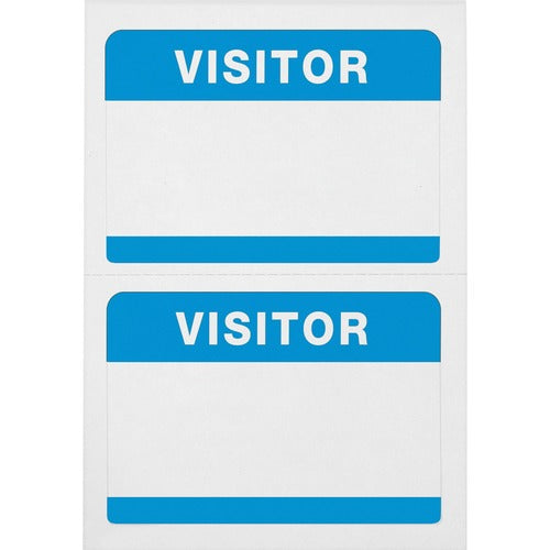Advantus Corp.  Badge Stickers, "Visitor", 3-1/2"x2-1/4", 100/BX, White/Blue