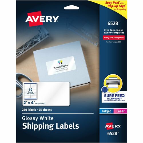 Avery  Mailing Labels, Shipping, 2"x4", 250/PK,Glossy WE