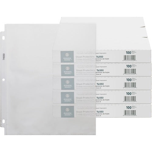 Business Source  Sheet Protectors,Top Load,3.2 mil,11"x8-1/2",100/BX,5/CT,CL