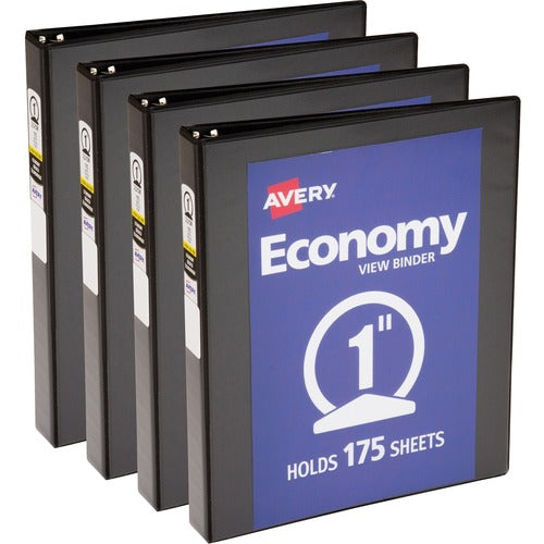 Avery  View Binder, 1" Round Rings, Economy, 11"x8-1/2", 4/BD, BK