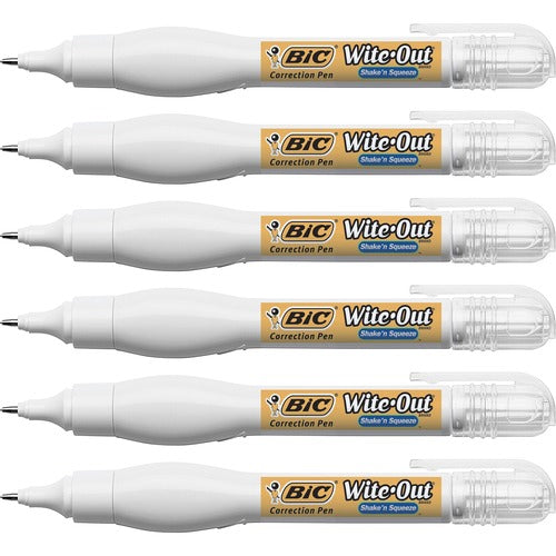 Bic  Correction Pen,Fast Drying,Needlept Tip,8ml,Blister,6/BX, WE