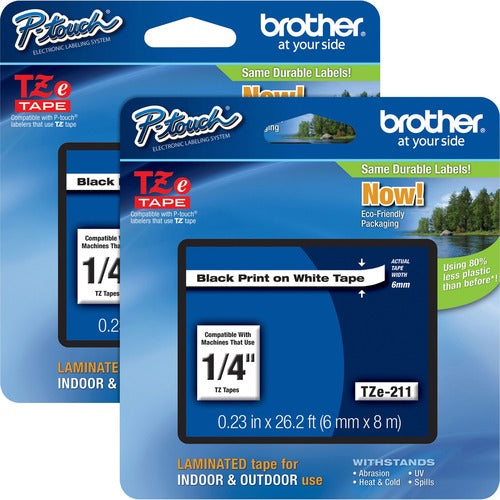 Brother  Tape Cartridge, Laminated, f/P-Touch 8m, 1/4", 2/BD, BK/WE
