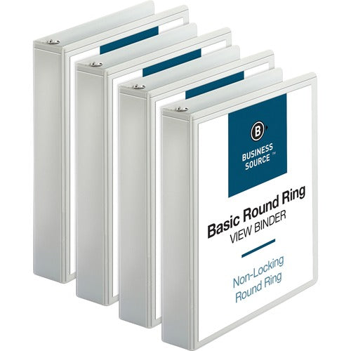 Business Source  View Binders, w/ 2 Inside Pockets, 1-1/2" Capacity, 4/BD, WE