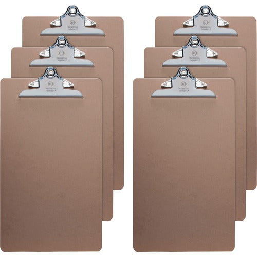 Business Source  Clipboards, Hardboard, Metal Clip, 9"x15-1/2", 6/BD, Brown