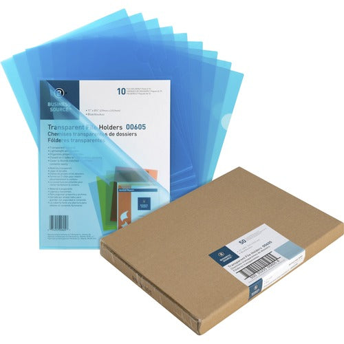 Business Source  File Holders, Poly, Transparent, 11"x8-1/2",10/PK,5PK/BX,BE