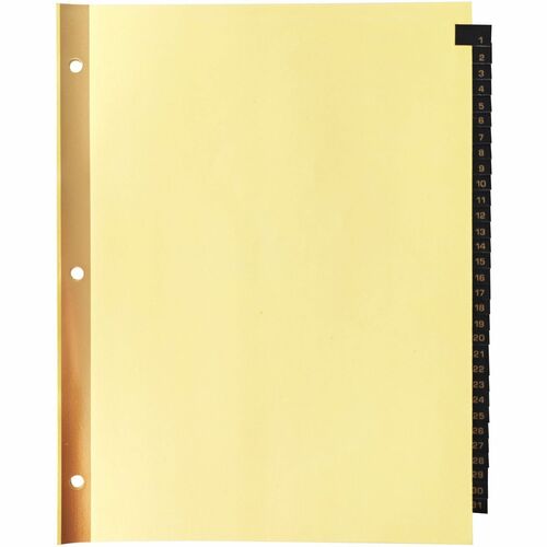 Business Source  Tab Indexes,Printed 1-31,Black Lthr,8-1/2"x11",31/ST,Buff