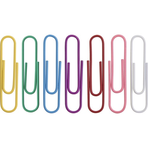 Business Source  Paper Clips,.045 Gauge, Vinyl Coated, Jumbo, 250/Box, AST