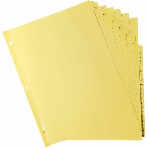 Business Source  Indexes, Plastic Tabs, A-Z, 3HP, 8-1/2"x11", 25/ST, Buff