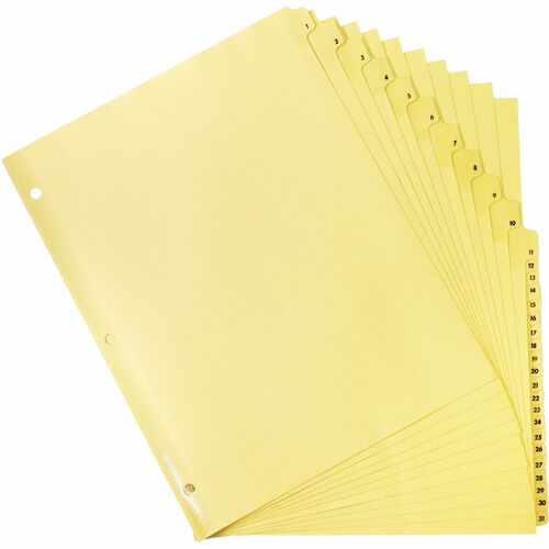 Business Source  Indexes,Plastic Tabs,Printed 1-31,3HP,8-1/2"x11",31/ST,Buff