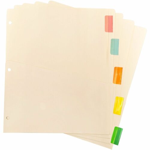 Business Source  Ring Binder Dividers,w/ Pocket,11"x9",5/ST,Buff Stock/AST