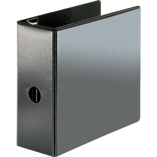 Business Source  View Binder, Locking D-Ring, 5" Capacity, Letter, Black