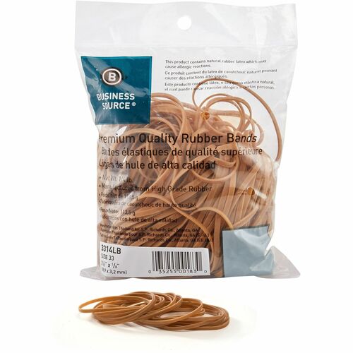Business Source  Rubber Bands,1/4 lb,Size 33,3-1/2"x1/8",Approx. 212/PK,NL