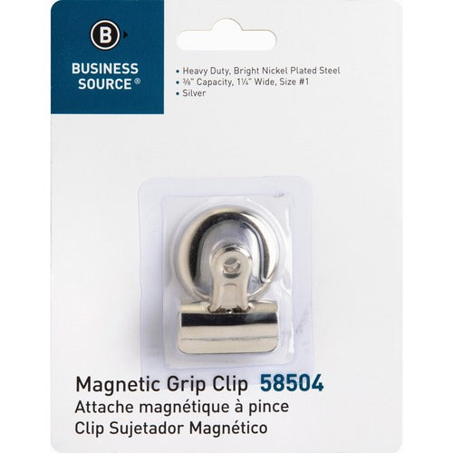 Business Source  Bulldog Clip,Magnetic Back,Size 1,1-1/4"W,3/8" Cap.,SR