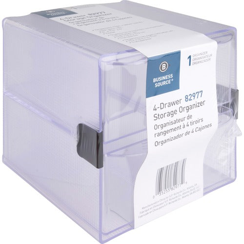 Business Source  Storage Organizer, 4 Drawer, 6"x7-1/4"x6", Clear
