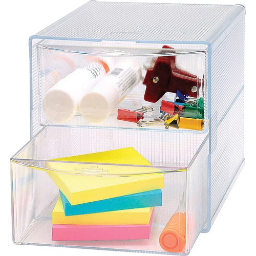 Business Source  Storage Organizer, 2 Drawer, 6"x6"x6", Clear