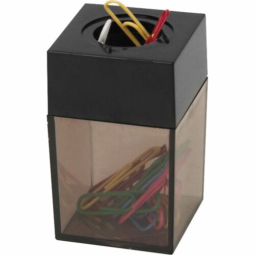 Business Source  Dispenser f/Paper Clips, Magnetic, 2"x3", Smoke/Black
