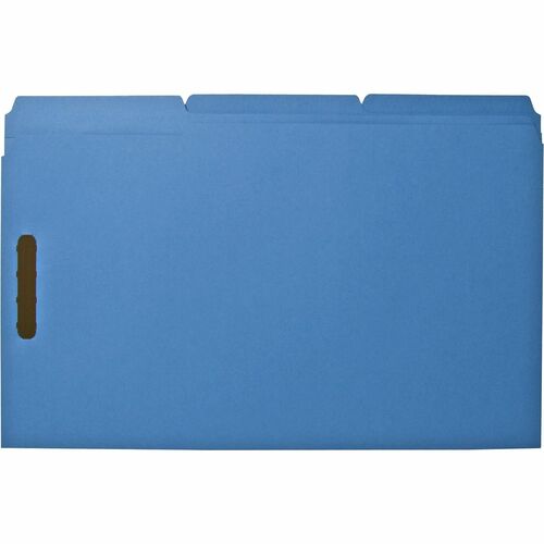 Business Source  Fastener Folders,w/2-Ply Tab,1/3 AST Tab,Lgl,50/BX,Blue