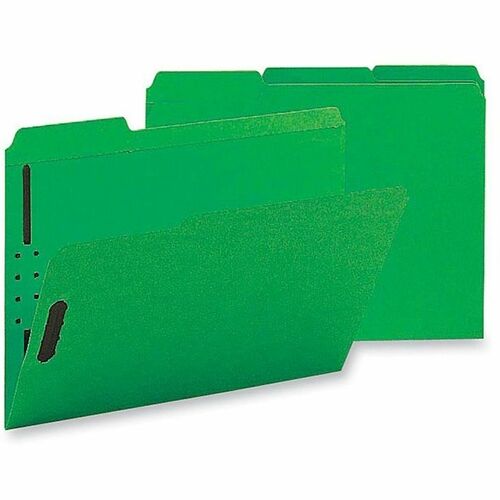 Business Source  Fastener Folders,w/2-Ply Tab,1/3 AST Tab,Ltr,50/BX,Green